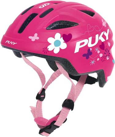 Дитячий велосипедний шолом PUKY PH 8 Pro-S, розмір S (45-51 см), з інтегрованим захистом від комах, рожевий із квітковим дизайном
