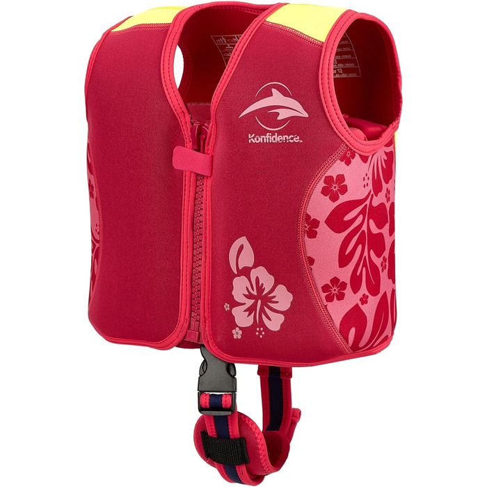 Дитячий жилет для плавання Konfidence Oahu Pink, L (19-30 кг) – преміум якість, безпечний ремінь, CE-сертифікат