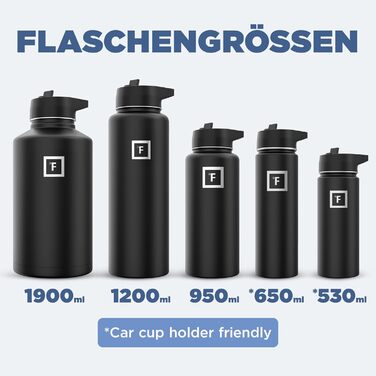 Термос-гуртка Iron Flask 1890 мл з 3 кришками, вакуумна пляшка з нержавіючої сталі, подвійні стінки, спортивна металева фляга