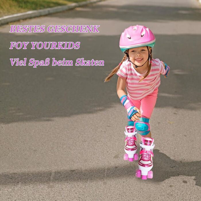 Ролики для дівчаток 4-12 років - регульовані ролики для дітей, для дому та вулиці, розмір 32-35 EU (701-Рожевий)