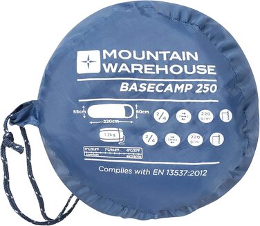 Спальний мішок Mountain Warehouse Basecamp 250 - для дорослих та дітей, блакитно-зелений