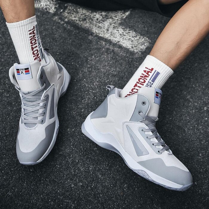 Баскетбольні кросівки High Top з антиковзким покриттям, легкі та зручні, розмір 43 EU, вузька колодка, білі