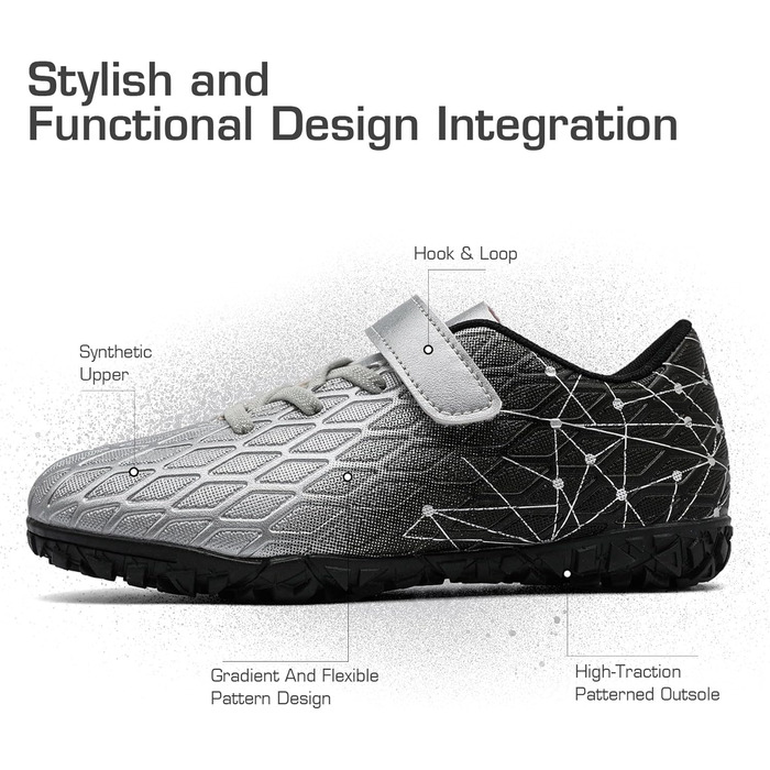 Дитячі футбольні бутси Kinder для залу та вулиці: Indoor/Outdoor, Kunstrasen, Futsal, 32 EU, Сріблясті