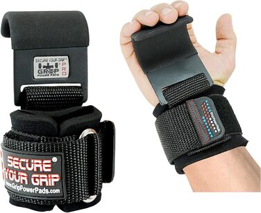 Гаки Grip Power Pads PRO для важкої атлетики, сталеві, з неопреною підкладкою, з ременями на зап'ястя, для чоловіків і жінок, для пауерліфтингу, шрагу, станового тязі, 2 шт., до 300 кг