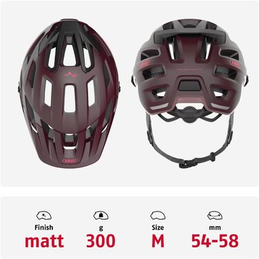 Велосипедний шолом ABUS Moventor 2.0 для MTB, універсальний, темно-червоний, розмір M (54-58 см), для жінок і чоловіків, комфортний All-Mountain
