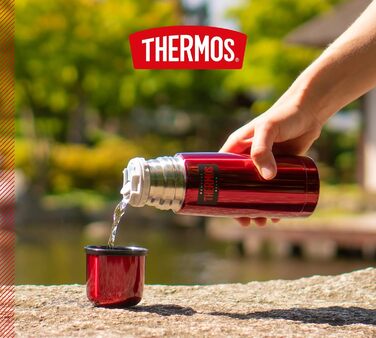 Термос із нержавіючої сталі Thermos Light & Compact 0,35 л, червоний, із чашкою, зберігає тепло 12 годин, холод 24 години, герметичний, BPA Free, можна мити в посудомийці