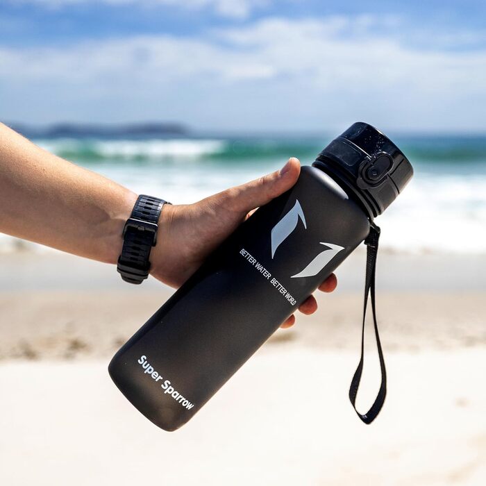 Фляга для води Super Sparrow Tritan - 350/500/750/1000 мл, без BPA, спортивна, для велосипеда, фітнесу, подорожей, сіра