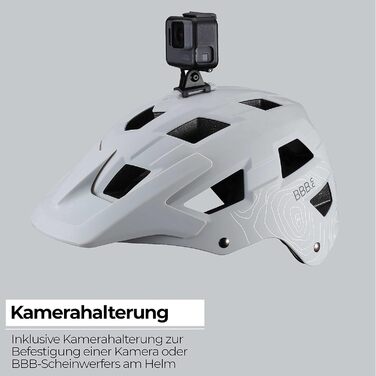 Велошолом BBB Cycling Nanga для MTB, унісекс, з великим козирком і кріпленням для камери, матовий білий, розмір M (54-58 см)