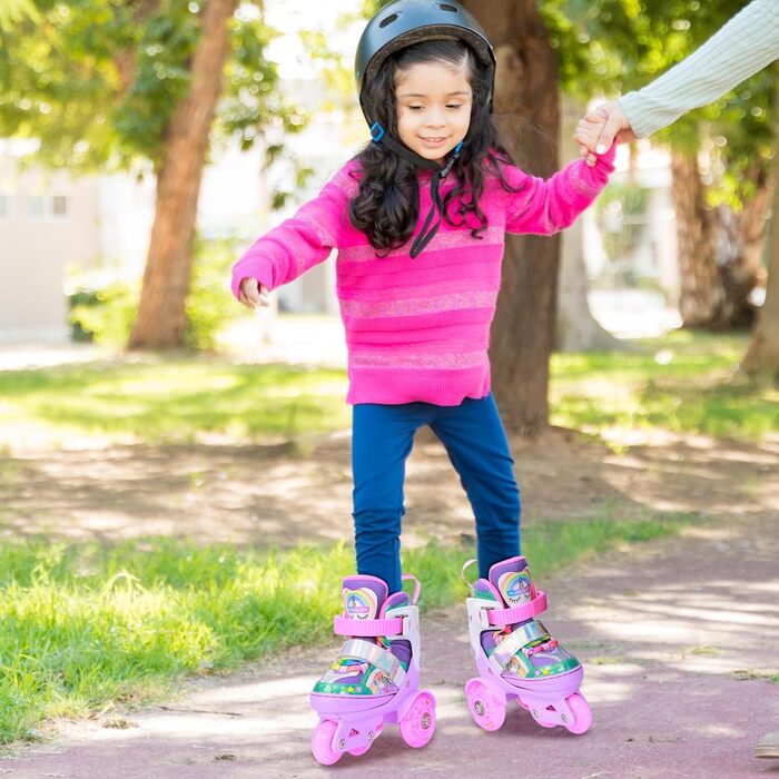 Дитячі ролики Kinder Einhorn для дівчаток, 3-6 років, з підсвічуванням, регульовані, 4 колеса, для початківців, фіолетові