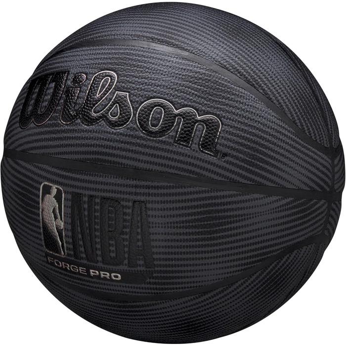 Баскетбольні м'ячі Wilson NBA Forge Pro Indoor/Outdoor, розмір 6 та 7, чорний/сріблястий. Офіційний м'яч NBA.