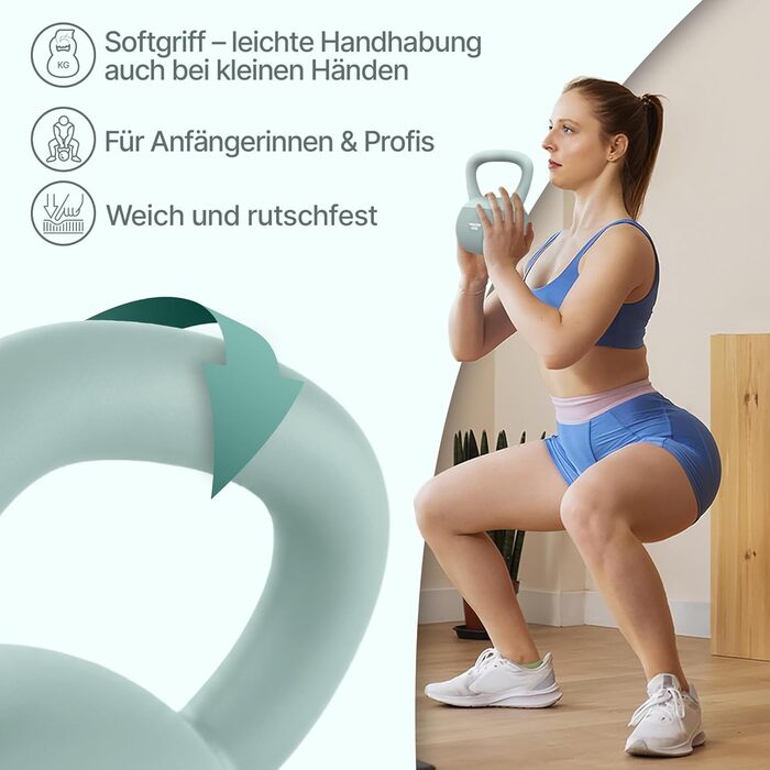 NEOLYMP Soft Kettlebell: м'яка гантеля для фітнесу з регулюванням ваги 2-12 кг, Sky-blue (8 кг)