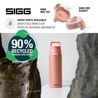SIGG пляшка для води 0,75 л з нержавіючої сталі Shield ONE, для газованих напоїв, герметична, легка, BPA-free, рожевий колір