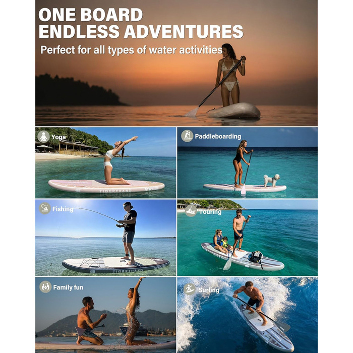 SUP дошка надувна TIGERXBANG 320 см, комплект для Stand Up Paddling, рожево-зелена, для дорослих та дітей