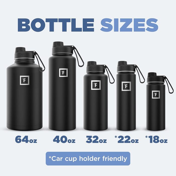Термос IRON FLASK 1.9 л, вакуумна пляшка з нержавіючої сталі, 3 кришки (соломинка), графітова