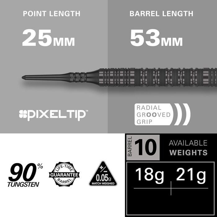 Дротики Target Darts Bolide Void 10, 90% вольфрам, м'які накінечники, комплект для дартсу
