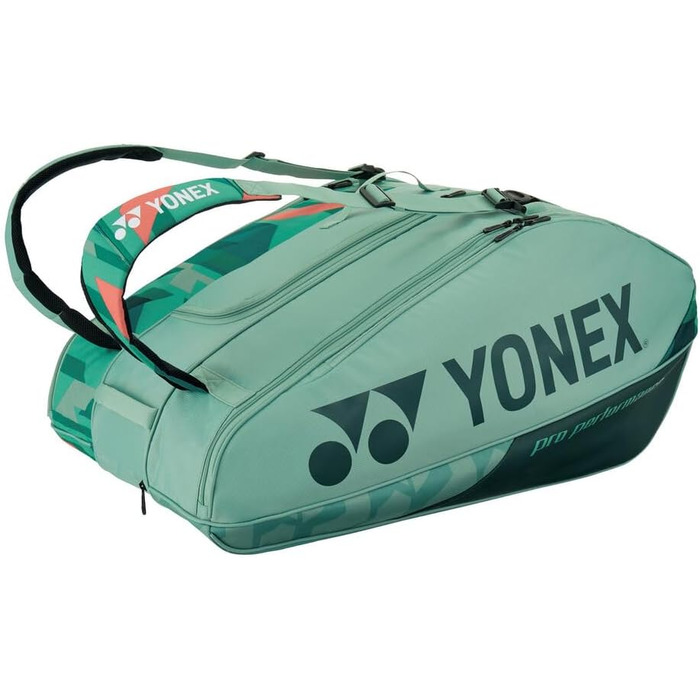 Тенісна сумка YONEX Pro на 12 ракеток, зелено-оранжева