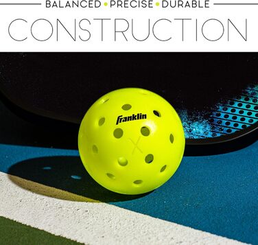 Піклбол м’ячі Franklin Sports X-40 для вулиці, жовті, 12 шт, сертифіковані USAPA, офіційні для US Open