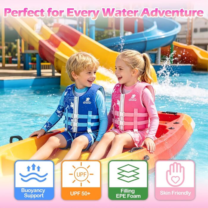 Дитячий рятувальний жилет Kinder Schwimmweste Neopren, рожевий, L (6-9 років / 30-35 кг)