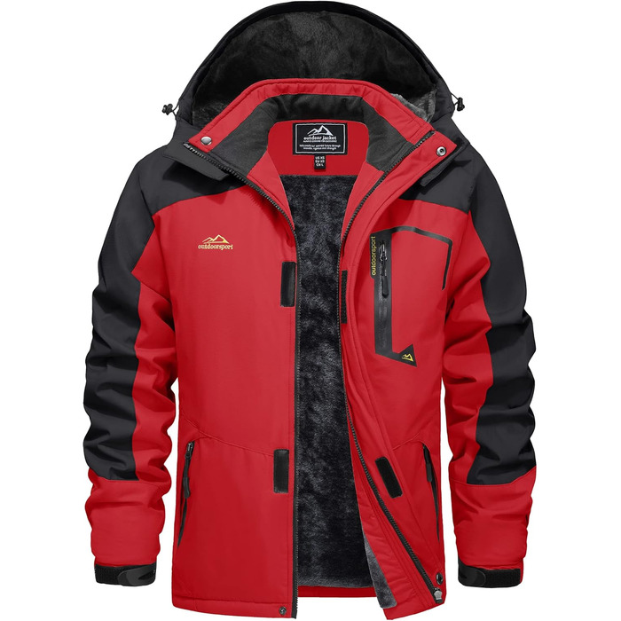 Чоловіча зимова куртка EKLENTSON: водонепроникна, вітронепроникна, з підкладкою, для туризму та активного відпочинку, 4 кишені, червона