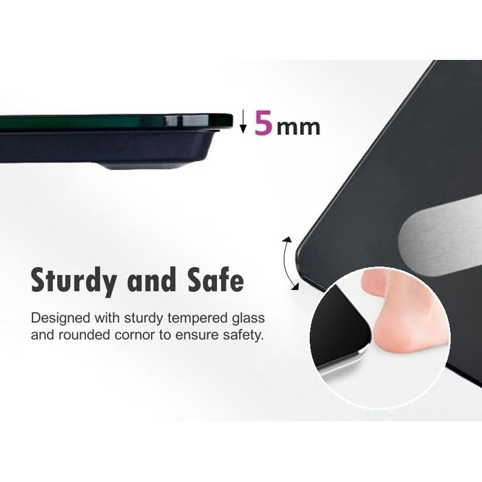 Вага NUTRI FIT для вимірювання жиру в тілі, розумна персональна вага з цифровим дисплеєм, вимірювання BMI, жиру, м'язів, води, склад тіла, LCD-дисплей, 150 кг, 26x26 см, чорний