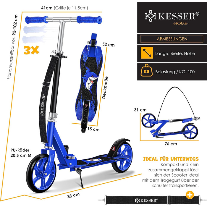 Дитячий самокат KESSER® для міста, трюковий роллер