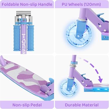 Самокат дитячий TONBUX Roller Kinder 6 років з підсвіткою, регульована висота, складаний, для дітей 5-12 років