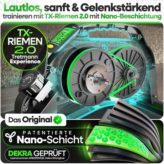 Тренажер для ніг Tretmann Pedaltrainer Pro Set: міні-велосипед для сеньйорів та реабілітації, безшумний домашній велотренажер з килимком та ременями