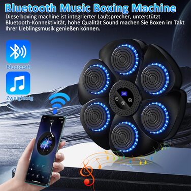 Музична бокс-машина Yeelan з Bluetooth, LED підсвіткою, настінна, з боксерськими рукавицями для дорослих і дітей, для тренувань і зняття стресу, чорна+фіолетова