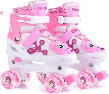 Роликові ковзани для дітей та дорослих ERAN з LED підсвічуванням. Комфортні ролики для початківців та підлітків. Ідеальний подарунок на Різдво та день народження (рожевий, розмір S)