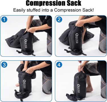 Спальний мішок ультралегкий, компактний для кемпінгу та трекінгу, 3-4 сезони, Outdoor/Indoor (Чорний, 0°C)