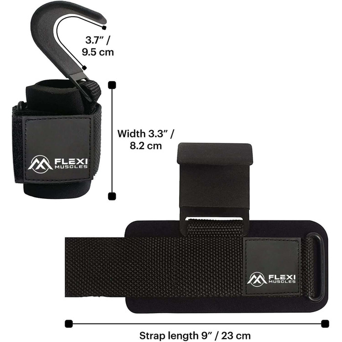 Набір гачків для штанги (2 шт) - чорний - неопрен - гачок для важкої атлетики - WEARABLE_WEIGHT - липучка - чорний