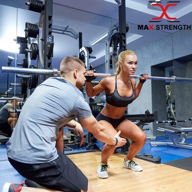 Гриф для штанги MAXSTRENGTH 1,2 м, 5,1 см, хромований, з пружинними замками, нековзна ручка, сталевий, для бодібілдингу, фітнесу, тренувань