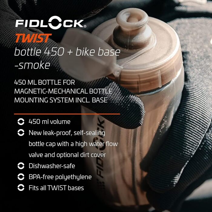 Магнітний флягодержатель Fidlock Bike Base 450 мл для велосипеда, чорний – магнітний тримач для фляги, велосипедний флягодержатель для шосейних та гірських велосипедів