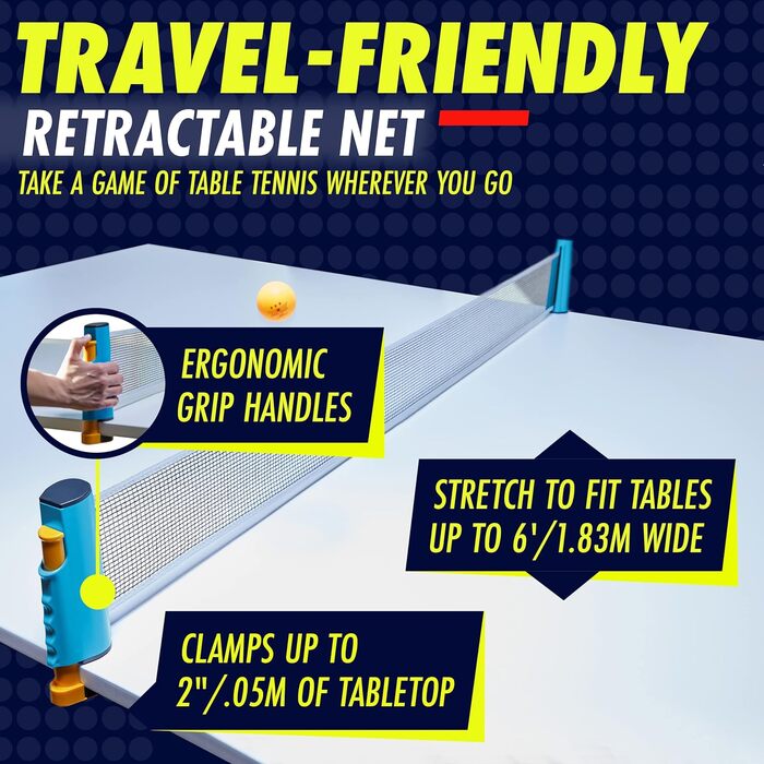 NIBIRU SPORT Професійний набір для настільного тенісу з регульованою сіткою, м'ячами та стійками (4 зірки). Комплектація: сітка, м'ячі, стійки, сумка для зберігання. Підходить для гри в приміщенні та на вулиці.