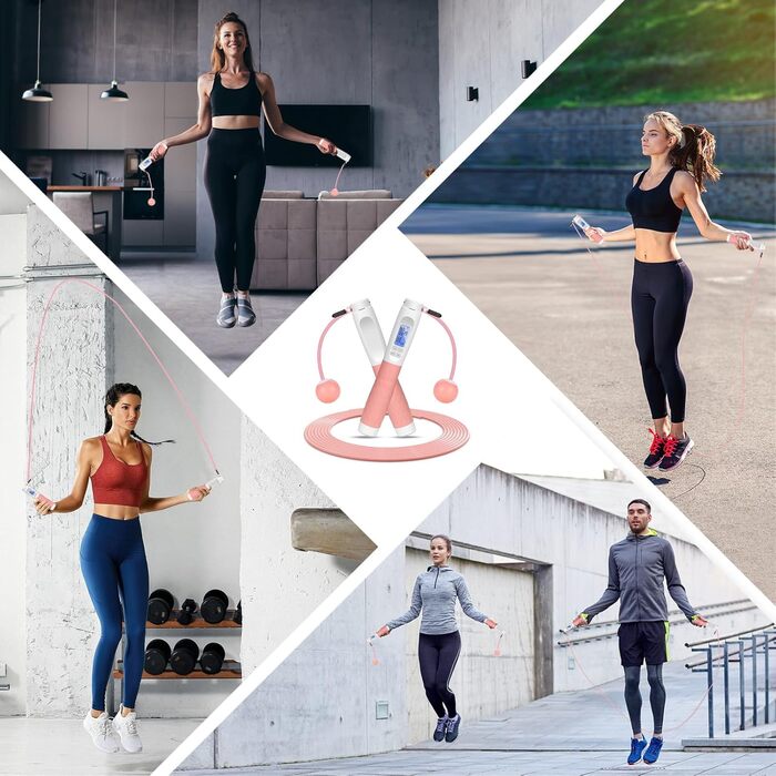 Стрибкове канат Flintronic з лічильником, для фітнесу, швидкий, регульований, з антиковзними ручками, для інтервальних тренувань HIIT, колір: білий