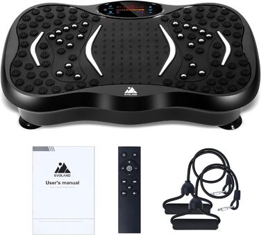 Віброплатформа EVOLAND 3D для фітнесу з 5 програмами, Bluetooth та 2 гумками для тренувань вдома