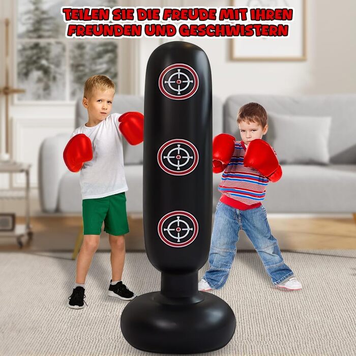 Надувний боксерський мішок для дітей 160 см з рукавичками та насосом для карате, таеквондо, MMA. Для хлопчиків та дівчаток 3-12 років