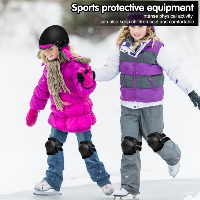 Набір захисту для дітей Riisoyu: наколінники, налокітники, шлем, захист для скейтборду, велосипеда, скутера, мотоцикла (чорний)