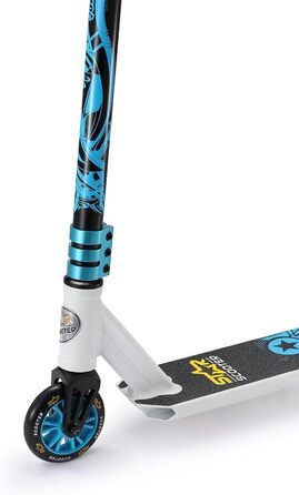 Трюковий самокат STAR SCOOTER Pro Sport 110 мм для дітей від 5 років, алюмінієвий, біло-синій, HIC компресія