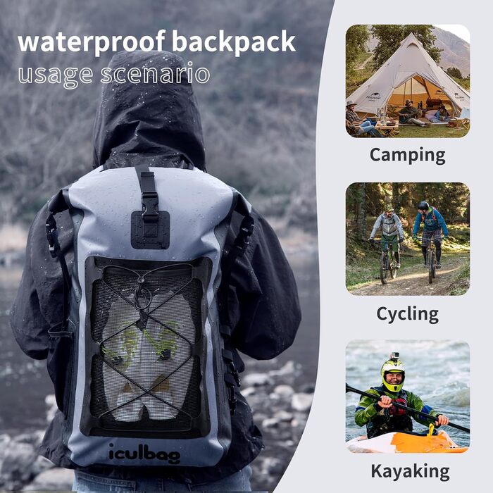 Водонепроникний рюкзак 40L Dry Ferm Bag для пляжу та подорожей (Сірий)