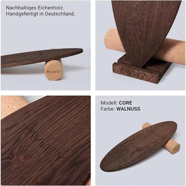 Балансборд з дуба FAVVITY®: тренажер для рівноваги з додатком | Ручна робота, FSC-сертифікат, для дорослих та дітей