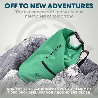 Earth Pak Dry Bag 40L – Водонепроникний рюкзак-мішок з водонепроникним відділенням для телефону, плечовим ременем. Ідеально для каякінгу, кемпінгу, риболовлі, катання на човні та рафтингу. Колір: Оливковий (Морський піногранування)