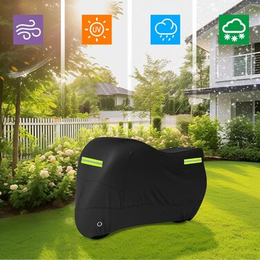 Захисний чохол для мотоцикла Motorrad з відбиваючими смугами, чорний, 245x105x125 см