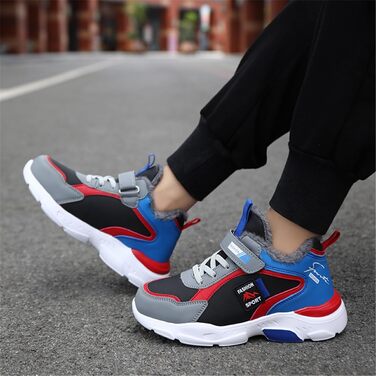 Дитячі теплі плюшеві черевики з водонепроникної шкіри, кросівки для школи, спортивні, для хлопчиків та дівчаток, розміри 28-39 (38 EU), червоні