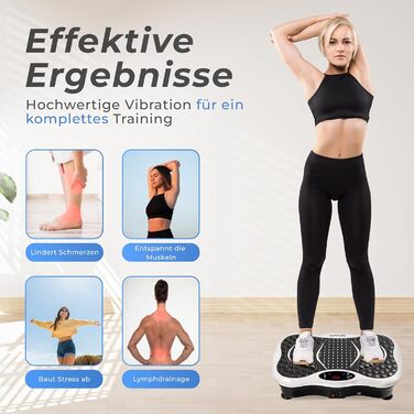 Вібраційна платформа JUPPLIES з 5 режимами тренувань та 5 еластичними стрічками - тренажер для дому, для нарощування м'язів та спалювання жиру, тиха та неслизька з Bluetooth та пультом дистанційного керування