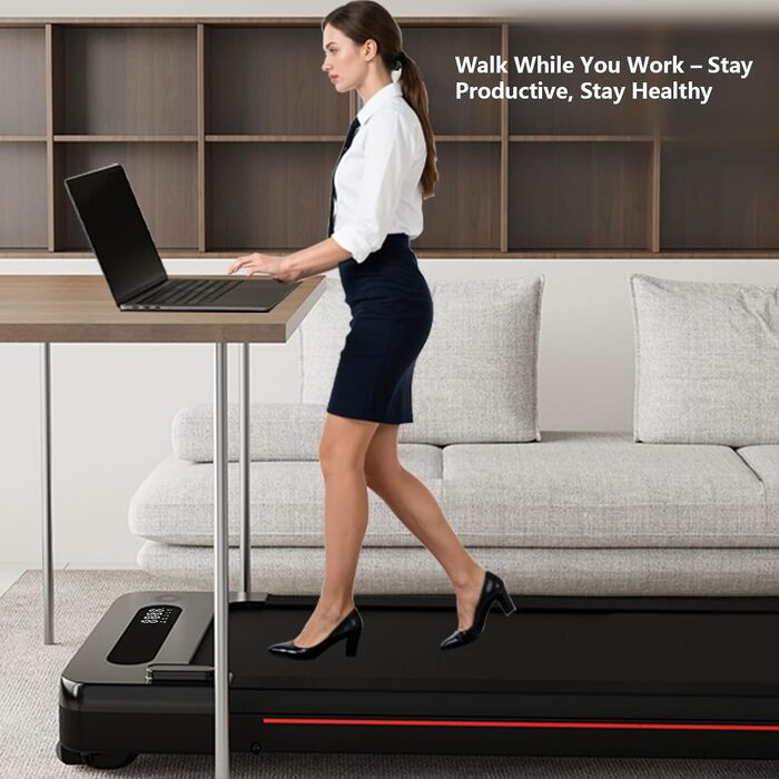 Bluearth Walking Pad - Бігова доріжка для ходьби з автоматичним нахилом 10%, для дому та офісу, з додатком, підтримкою Live-курсів, до 150 кг, 2.5 к.с., чорна