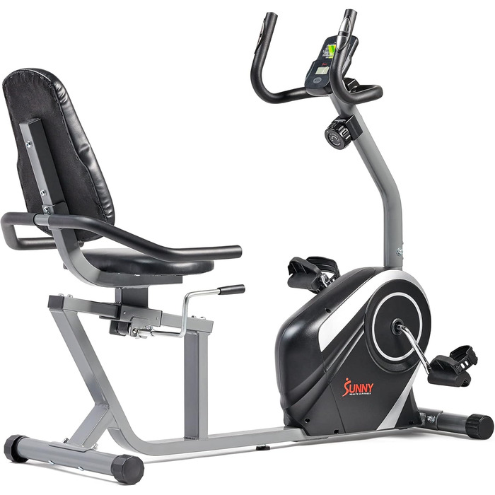 Магнітний велотренажер Sunny Health & Fitness SF-RB4616S для дому, 8 рівнів навантаження, LCD-монітор, вимірювання пульсу, до 136 кг