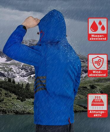 Чоловіча куртка Softshell водонепроникна outdoor з флісовою підкладкою, дихаюча функціональна куртка AS088, синя, розмір L