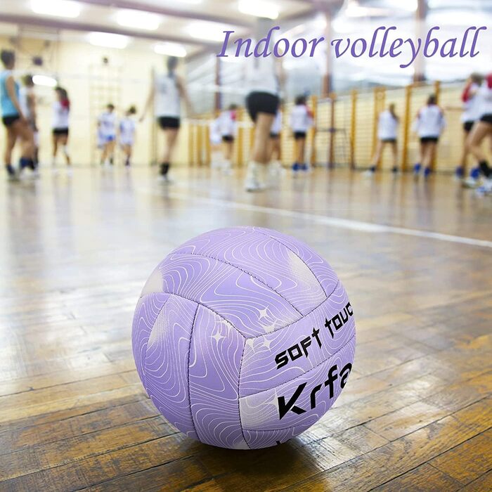 Волейбольний м'яч Krfapt 5 розміру, офіційний, Soft Touch – для тренувань та гри на вулиці/в приміщенні, водонепроникний, з дизайном Ripples (Blue/Purple/Pink)