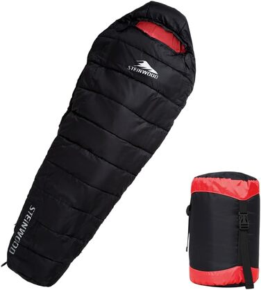 Спальний мішок Steinwood Premium Koppelbar Extra Breit 3-4 Сезон 210см - для кемпінгу, гірських походів, чорний/червоний